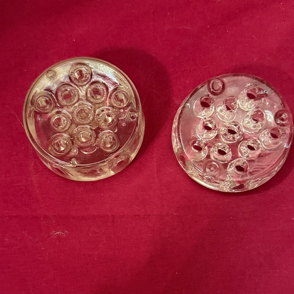 Vintage Clear Glass Flower Frogs – Set of 2 | Floral Arrangement Holders - Picture 4 of 5